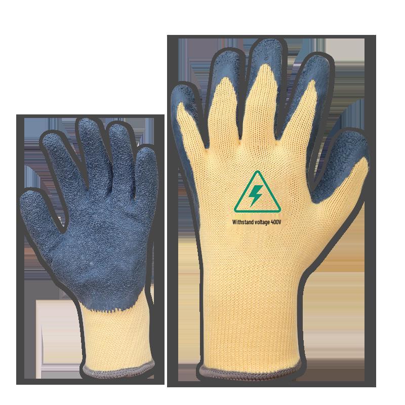Jineng 400V Low Voltage Insulated Electrician Gloves - Anti-Shock, Full Dip Molded