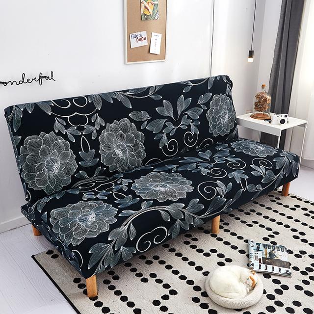 Black Geometric Folding Sofa Bed Case Living Sofa Cases Elastic Spandex Stretchdouble Seat Case Slipcovers For Living Room Area Geometric Print