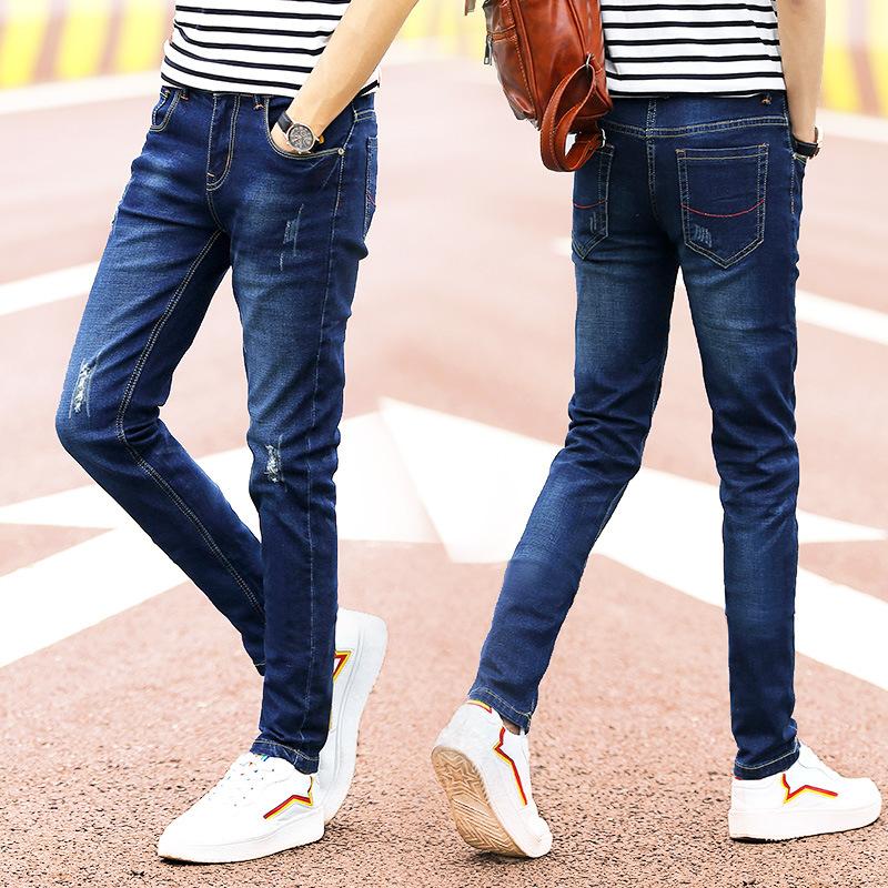 Calças jeans masculinas calças pequenas pés fino estiramento calças casuais calças masculinas preto primavera e verão calças masculinas