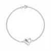 Women Fashion 925 Silver Platinum Plated Fine Chain Link Bracelet Personalised Sparkling Cubic Zirconia Heart Shape Exclusive