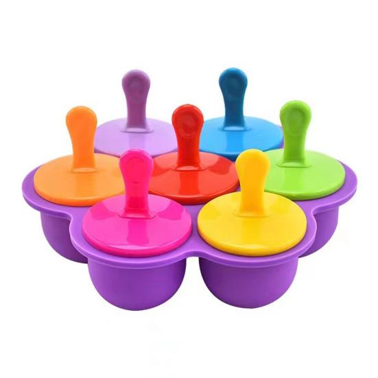 

Ice Cream Mold 6-Cavity Flower Shape Silicone Ice Pop Mold with Lids Easy Release Dishwasher Safe Popsicle Mold for Jelly Pudding Soap Making 1 Set