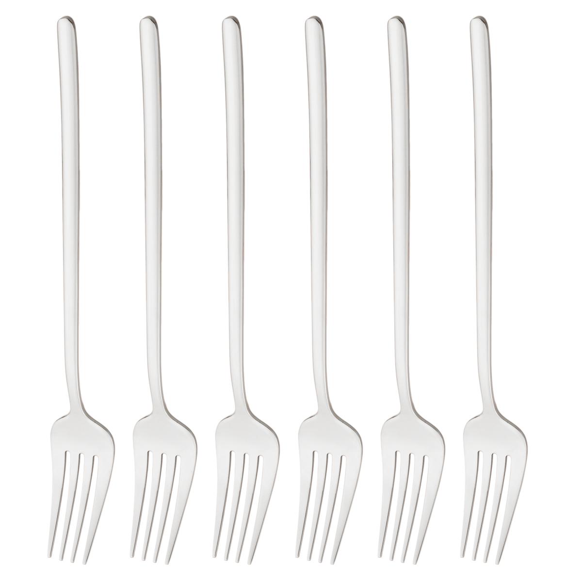 

6 шт. Набор цветных вилок Зеркальный набор столовых приборов из нержавеющей стали Набор посуды Десертная вилка для торта Столовая посуда Западная кухонная утварь серебряный