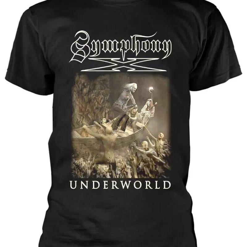 חולצת טי כותנה שחורה Vtg Symphony X Band Underworld מידה אחידה Sg345