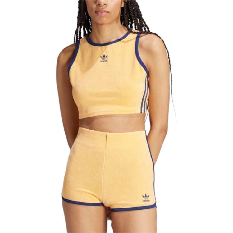 adidas Oryginalne haftowane logo kontrastowy crop top damski żółty JH0621
