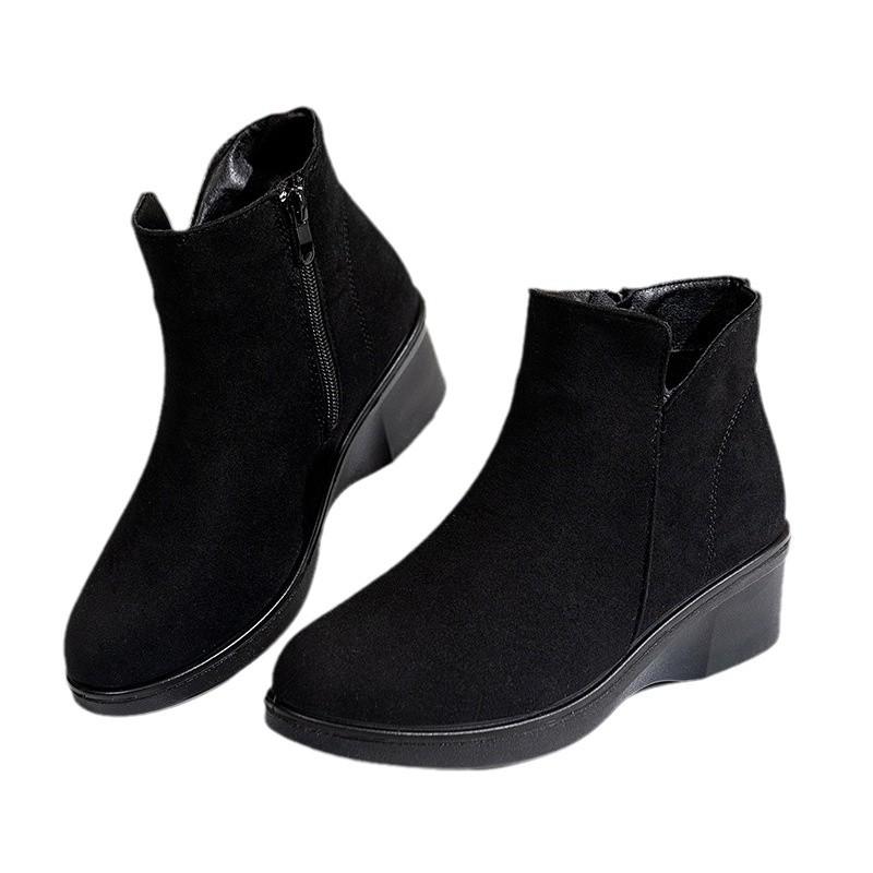 Martin boots women's autumn and winter new comfortable round head thick heel side zipper short boots