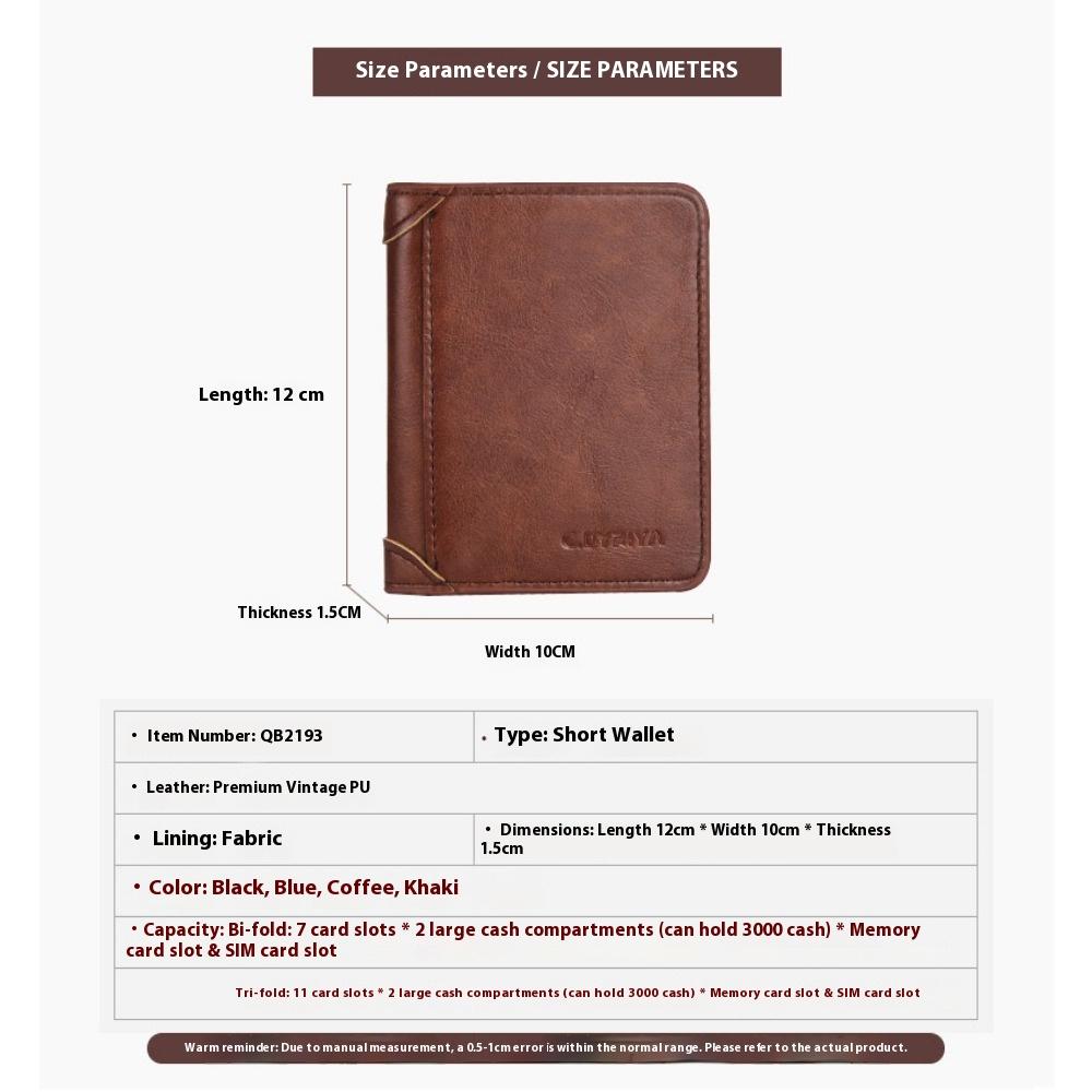 Men's Wallet Thin Short Driver's License Wallet Integrated Card Bag Multifunctional Vertical Three-fold Wallet