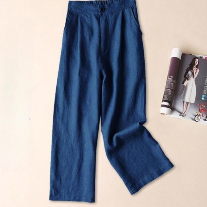 Women's Wide-leg Pants Linen Thin Casual Pants Professional Women's Pants Loose Nine-point Pants