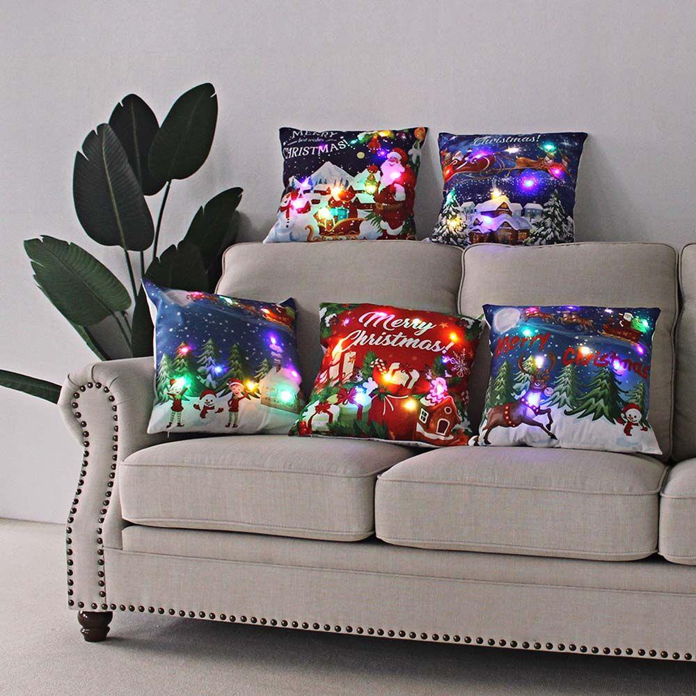 Elk Snowman Ornaments Pillowcase Gifts For Home Living Room Throw Pillow Cover Cushion Cover Pillow Case Christmas Decoration
