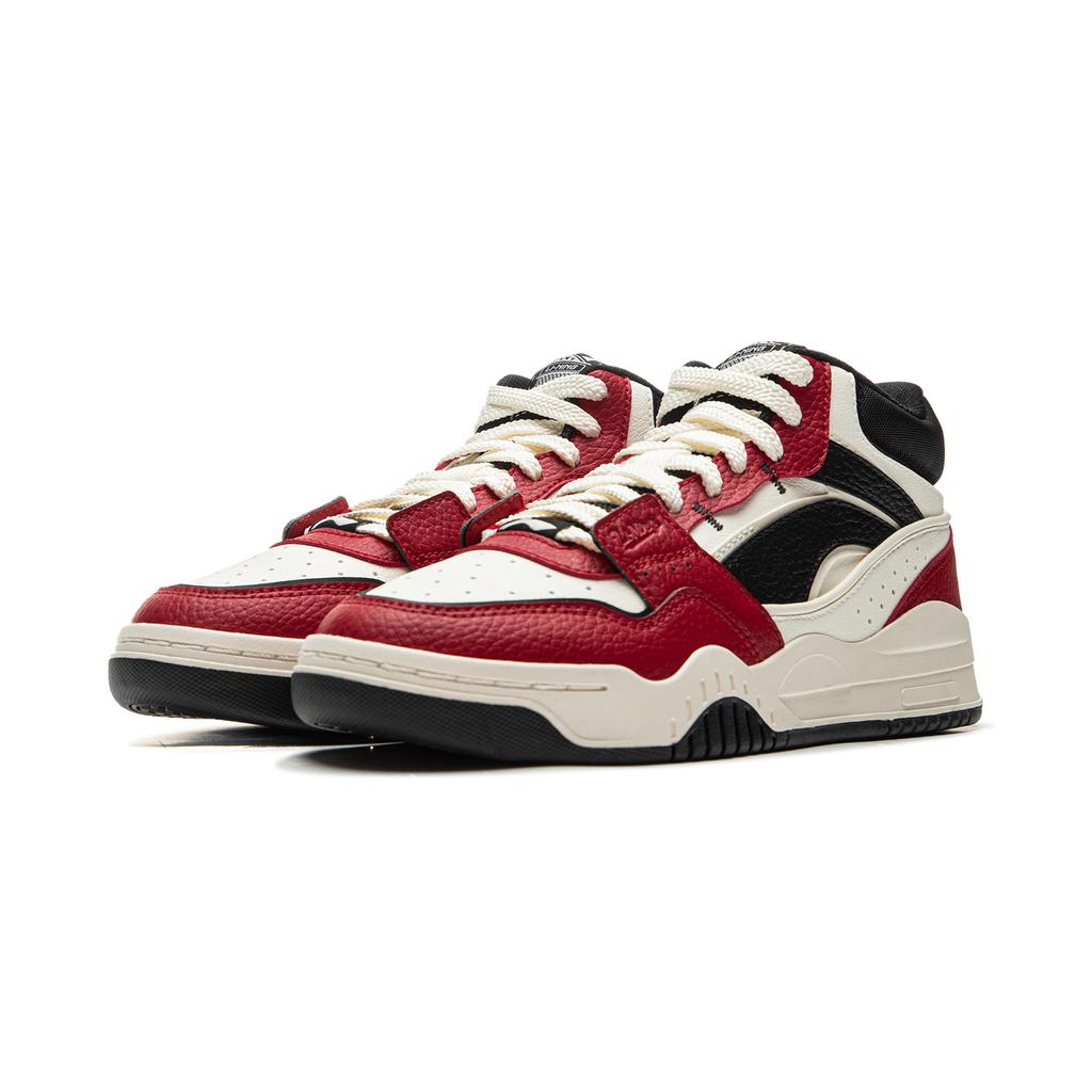 New LINING Moonlight White HI Skateboard Shoes Women's Mid Top White Red AGCU314-4