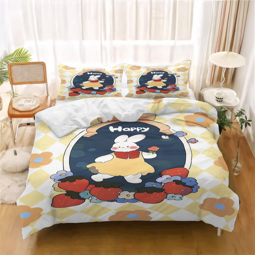 Lucky Rabbit Anime Duvet Cover Children'S Bedding Pillowcase Printed Children Adult Set Queen Size Reactive Printing Quilt