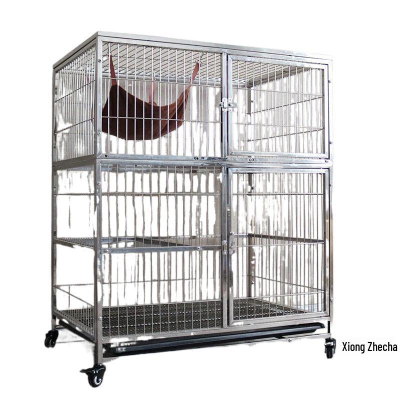 Stainless Steel Multi-Layer Indoor Cat Cage and Villa