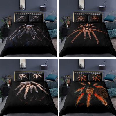 3D Spider Bedding Set Black Background Worm Print Quilt Cover Pillow Case 2/3 Pieces Soft and Comfortable Home Decoration
