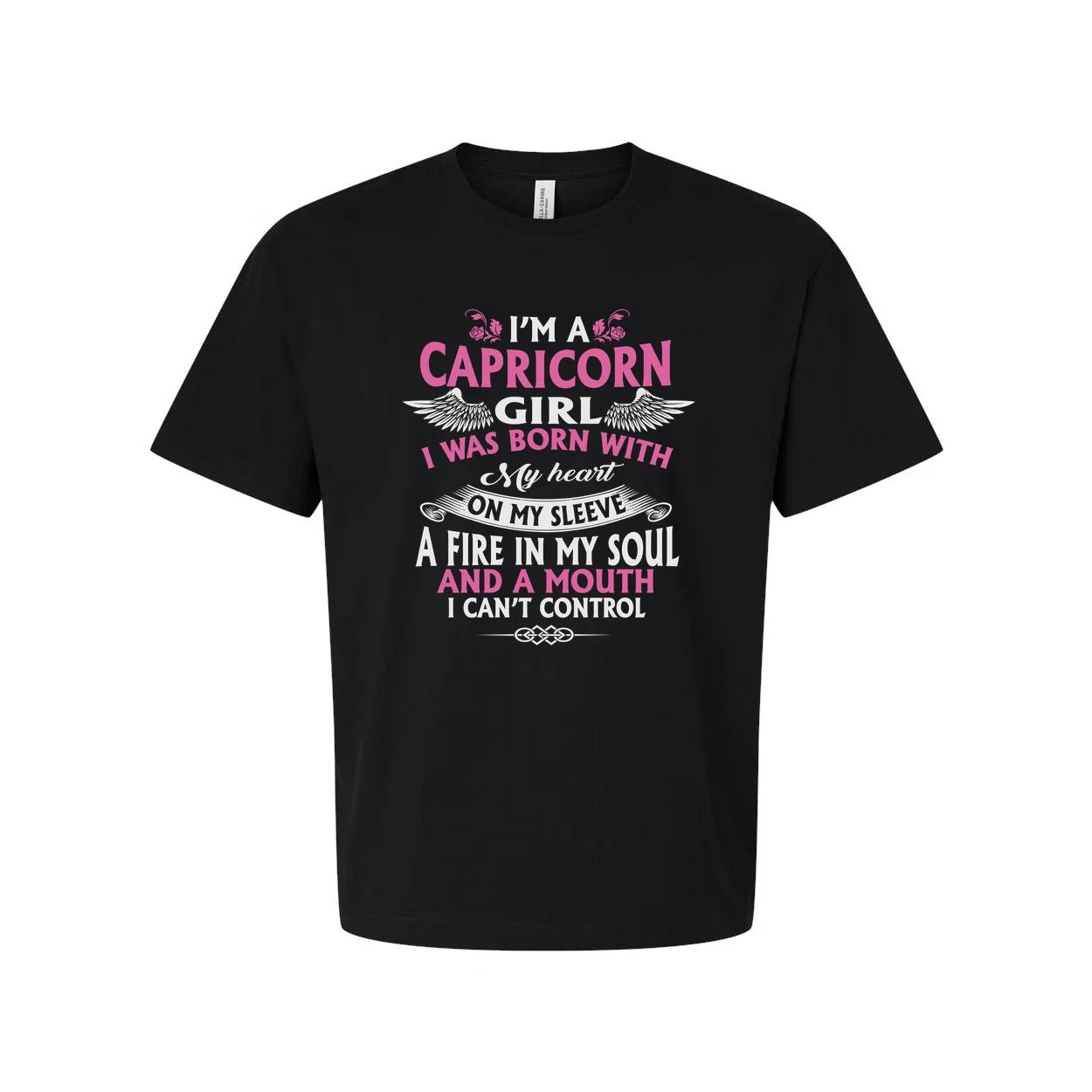 Capricorn Girl T Shirt With Heart On My Sleeve Fire In My Soul And A Mouth I Can 2XL