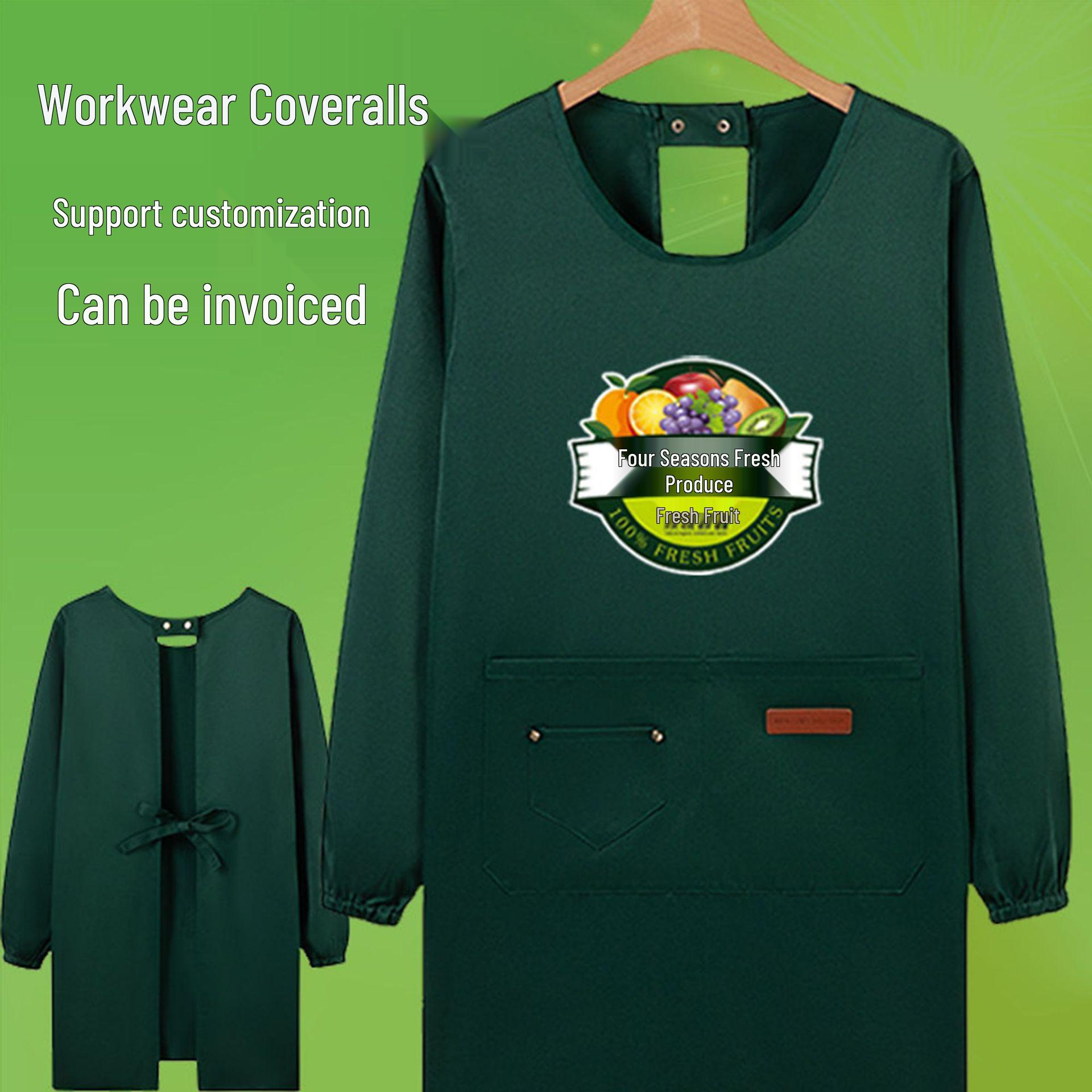 Waterproof Oil-Proof Reversible Kitchen Coveralls - Stain-Resistant Loose Fit Long Sleeve Apron вино красного