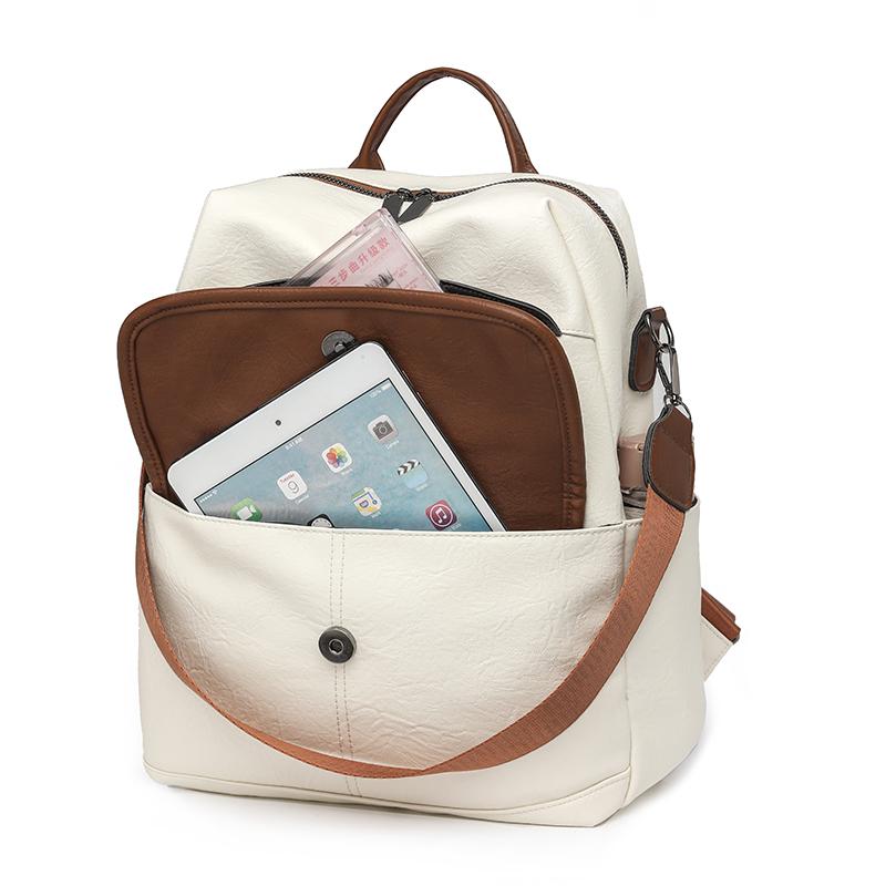 Commuter Backpack Large Capacity Women's Soft Leather Backpack