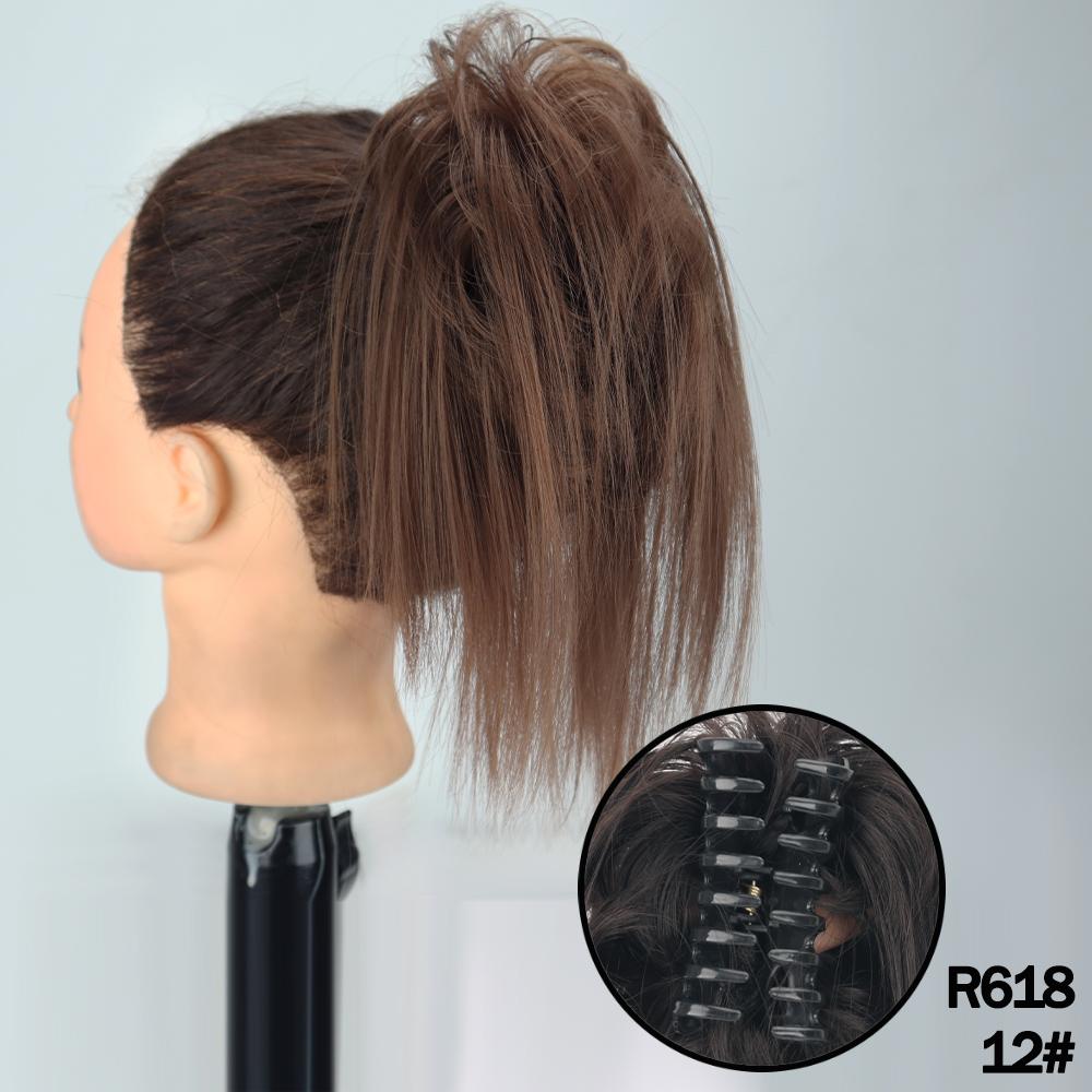 MERISIHAIR Synthetic Messy Hair Bun Claw Clip-in Hair Extensions Natural Grey Brown Claw Clip Bun Accessories For Everyday Wear
