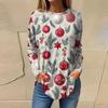Tee Shirts For Women Casual Round Neck Long Sleeve Shirts Christmas Printing Top Pullover