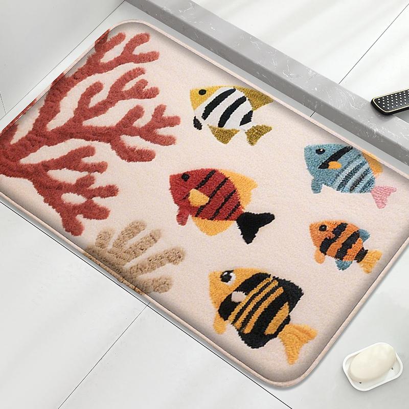 Airplane model anti slip door mat, household water absorbing foot mat home decoration mat bedroom small carpet, machine washable