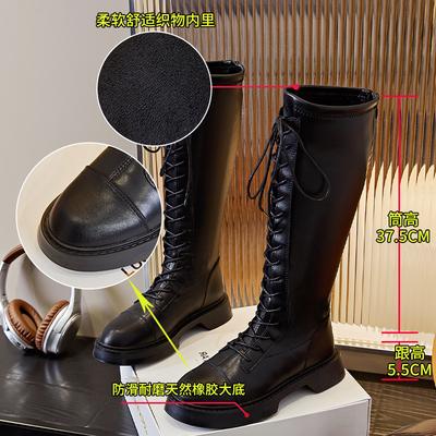 Leather Knight Boots Women's 2025 Autumn New Thick-soled Heightening Boots Casual Versatile Boots Fashion Women's Boots Trend