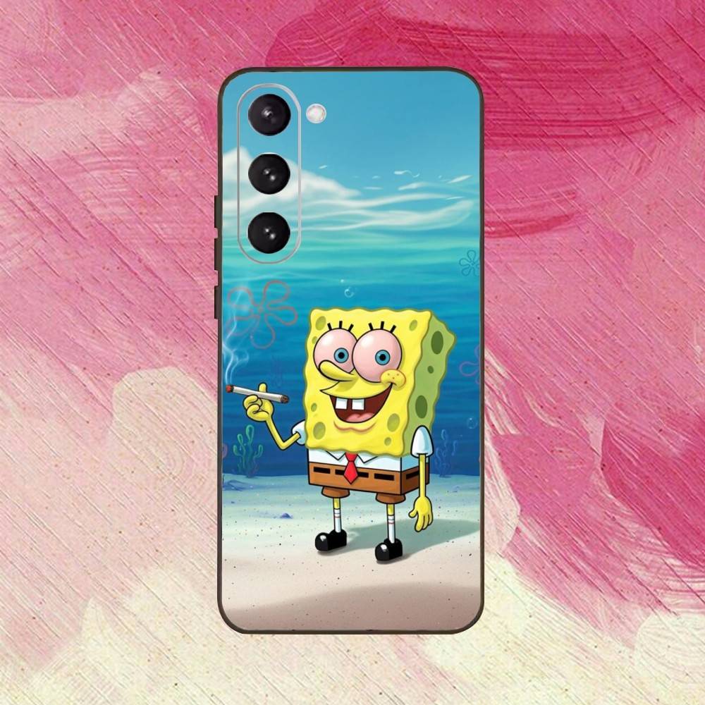P-Patrick Star S-Spongebob-es Phone Case Black Silicone Soft For Samsung Galaxy A73,A72,A71,A70,A53,A52,A51