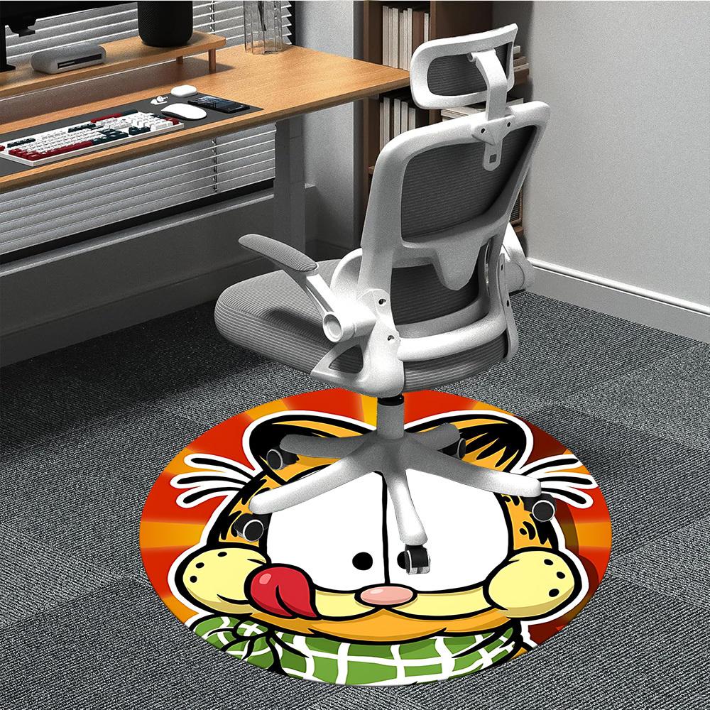 

1pc Garfield, Cat Chair Carpet for Office Non-Slip, Soft & Comfortable, Carpet for Office, Gaming, Lightweight Round Floor Mat 80cm