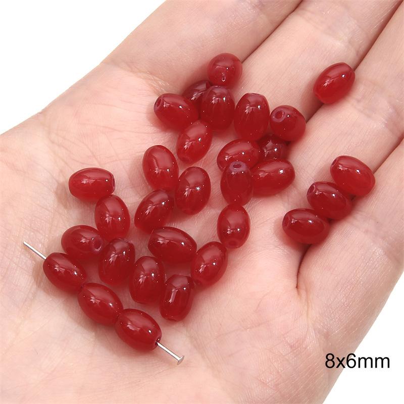 Glass Red Transparent Solid Color Round Beads Crystal Beads Wheel Beads Bamboo Beads Handmade String Bracelet Necklace Jewelry Lovely Colour