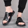 2025 new one-word slippers men wear summer trendy shoes casual black beach sandals 2083-Y