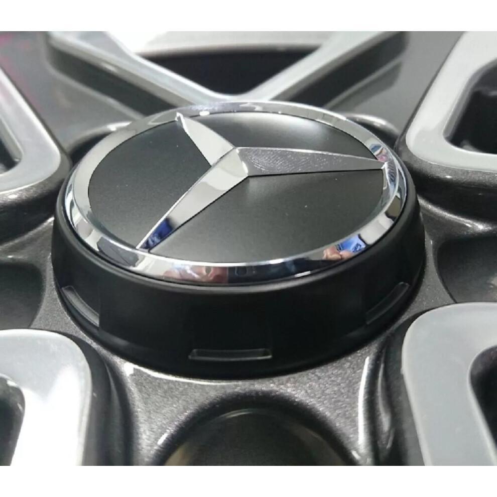 4 X NEW Star Mercedes-Benz Alloy Wheel Centre Cap Fat Shape High Foot 75mm Black