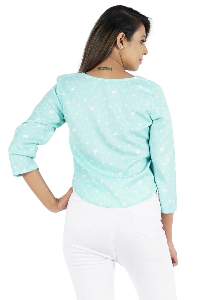 Bimba Womens 3 4th Sleeve Short Top Sweetheart Neck Top Printed Summer