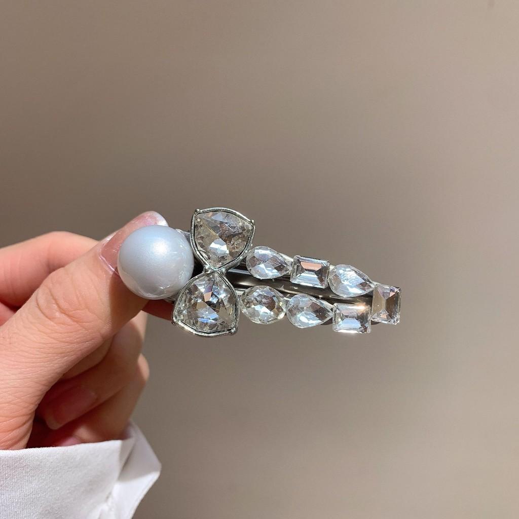 Sweet Cool Rhinestone Hair Clip Women Ice Through Temperament Versatile Side Clip Delicate Hair Accessories