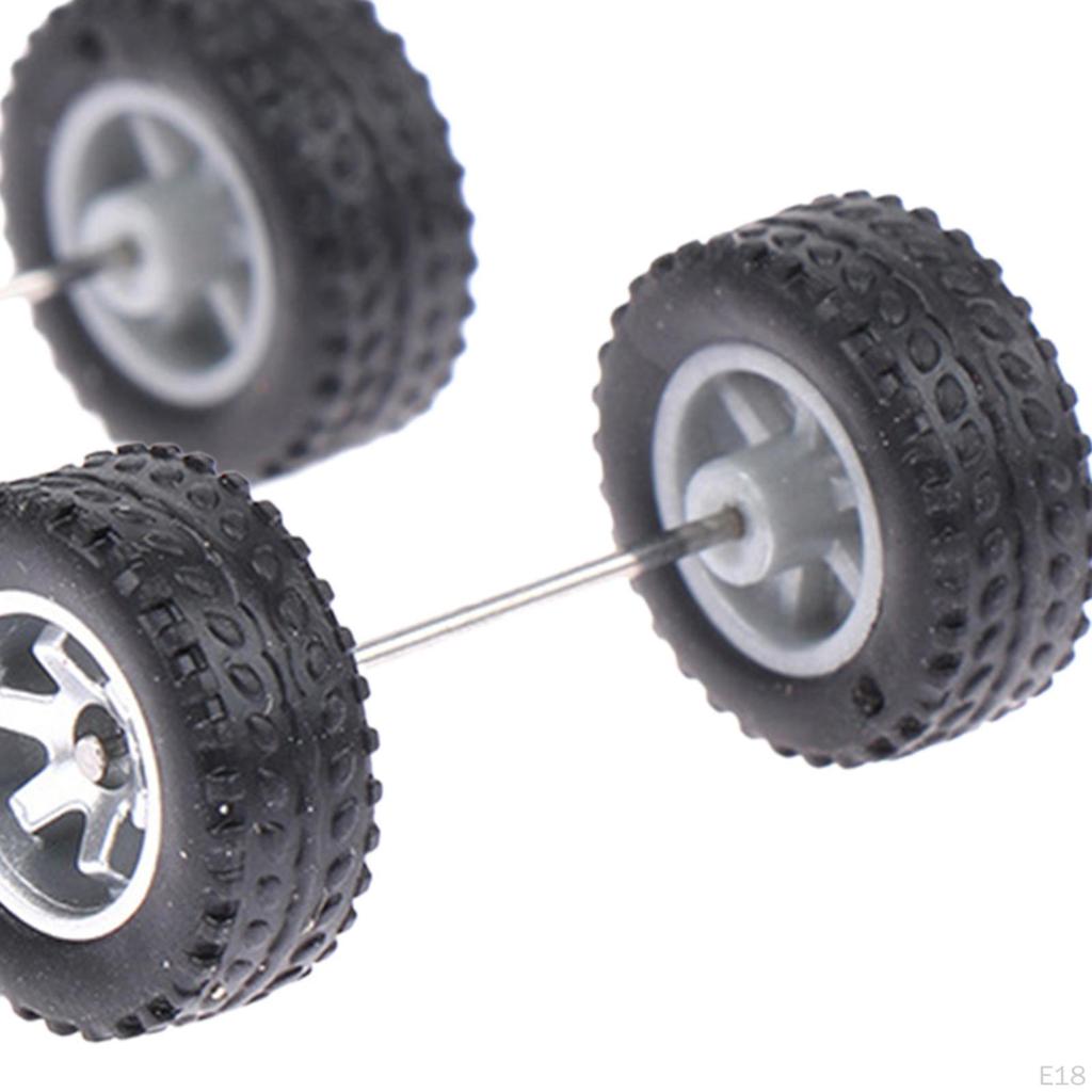 4 Pack 1/64 Scale Wheels with Axles for Diecast Car Models And RC Trucks
