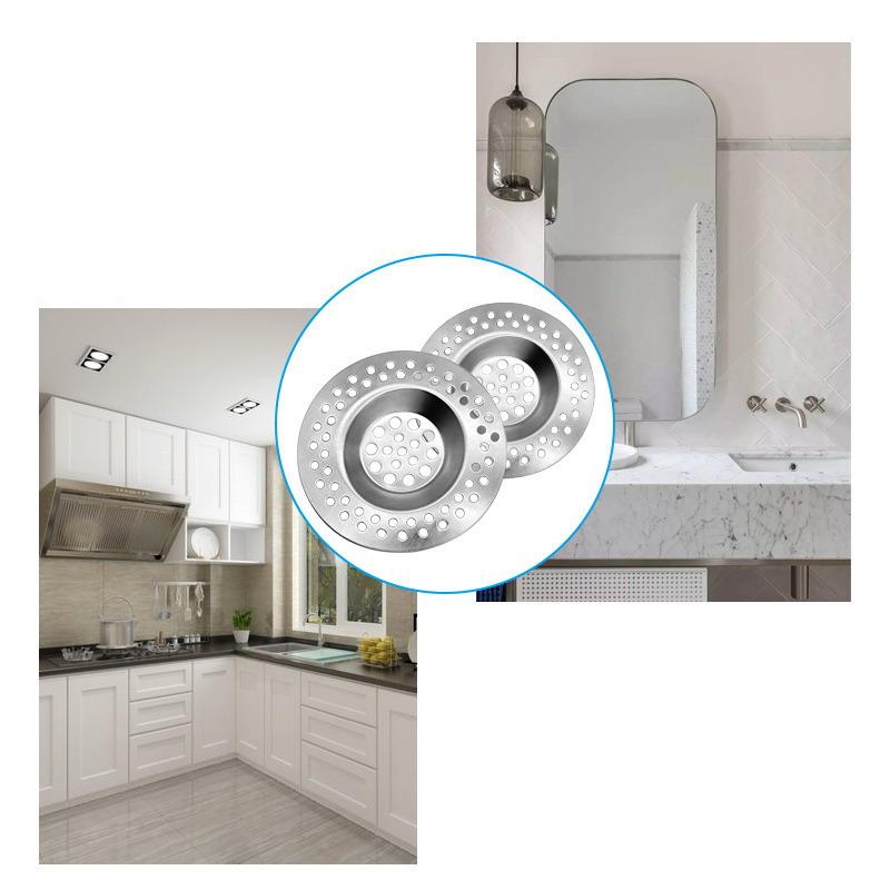 2pcs Stainless Steel Sink Strainer Plug, Multifunction Drain Cover Filter For Home Bathroom, Home Essentials, Bathroom Tools