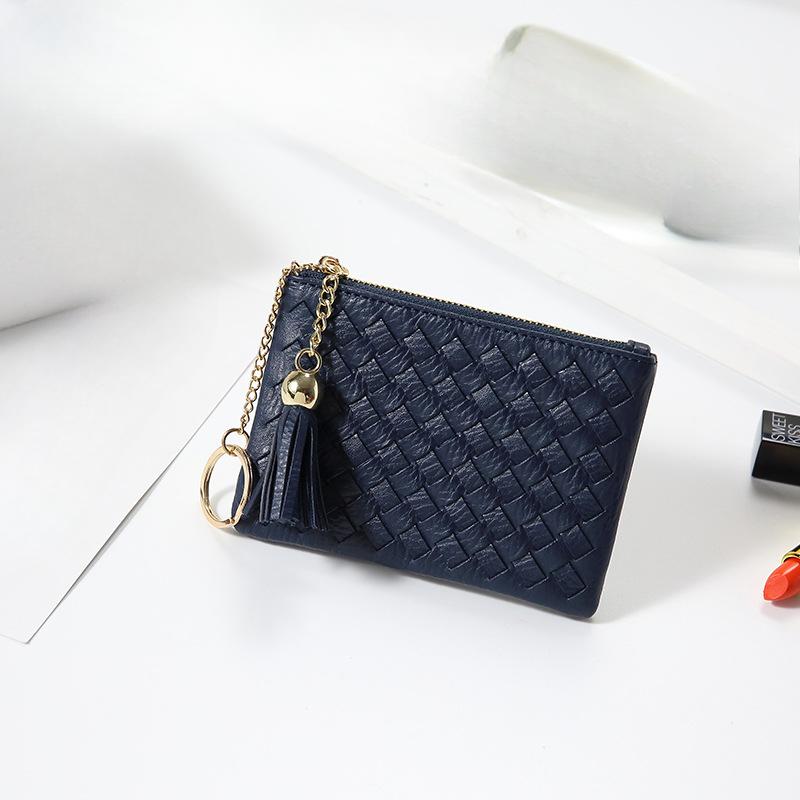 Простая женская сумка клатч на молнии кисточка мини-плетеный кошелек для монет сумка для ключей 1856₽