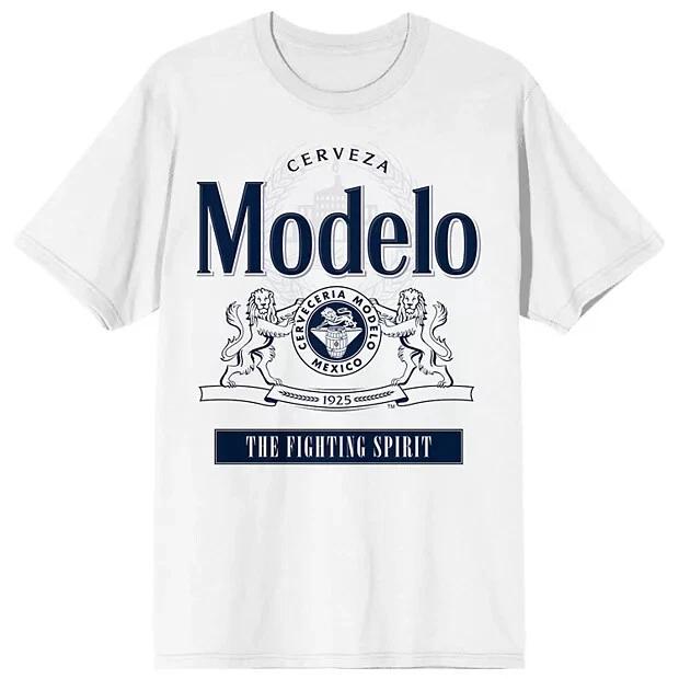

Men s Modelo Beer, Cerveza Logo Short Sleeve White T-Shirt 2XL