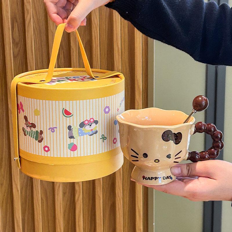 Birthday Gift Set: Ceramic Cat Mug with Souvenir Box for Girlfriend or Best Friend