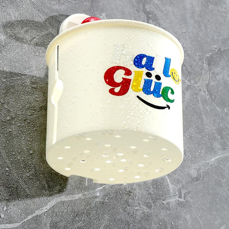 Multi Functional Wall Mounted Suction Cup Toilet Tissue Non Punching Storage Bucket