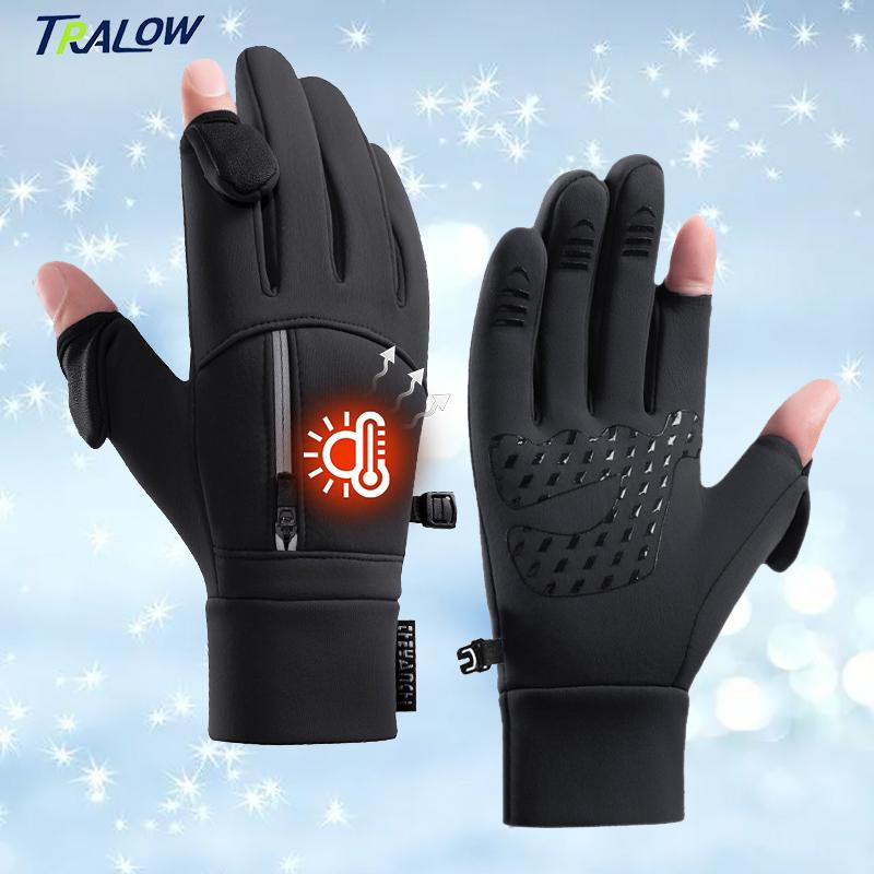 Guanti Invernali Tralow Uomo Donna Impermeabili Touchscreen Antiscivolo Dito Mancante Termici Neve Corsa Ciclismo Guida