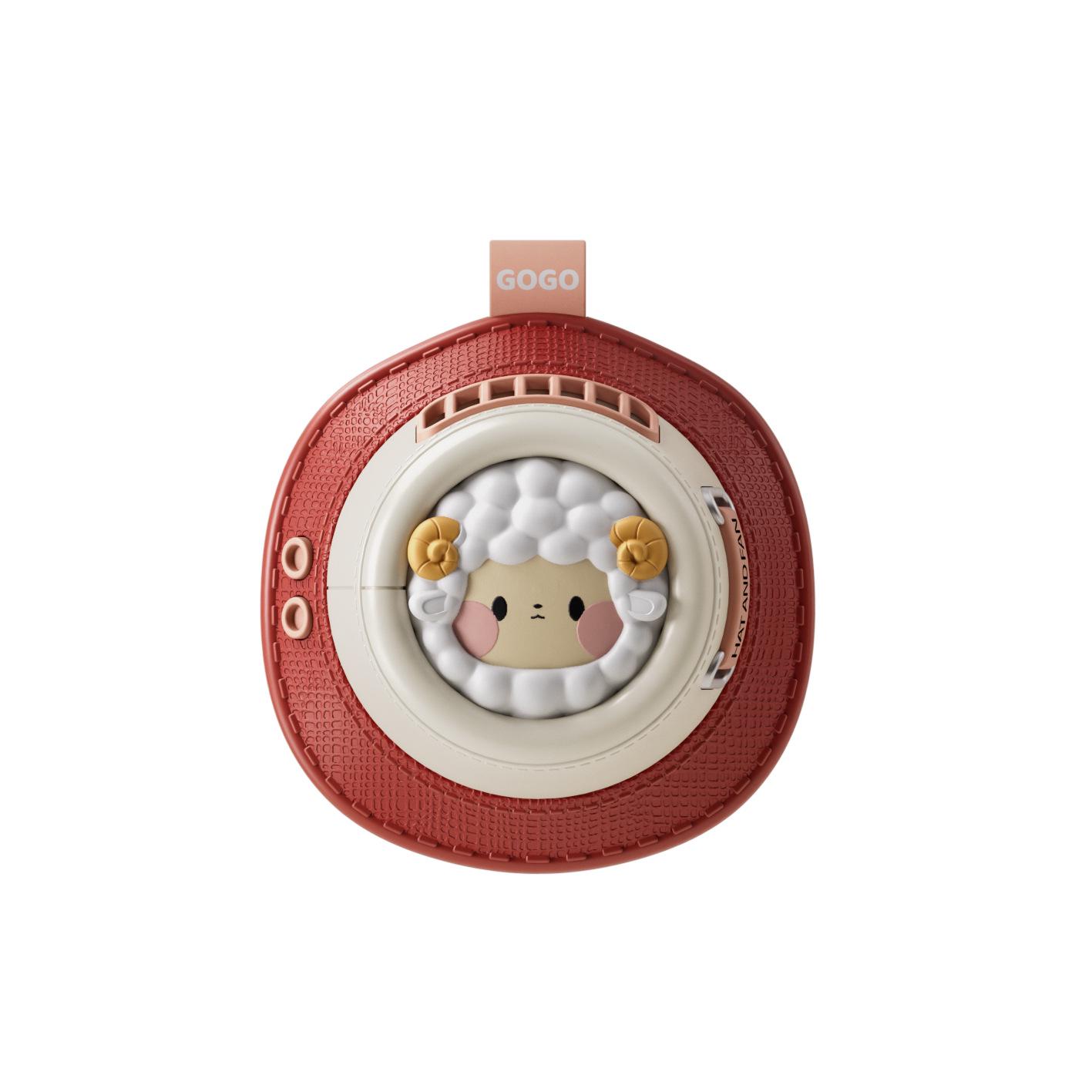 

Cartoon Neck Hanging Fan with Recording, Leafless USB Rechargeable Mini Fan, Ideal Student Gift 9.7X7.8X10CM червоний