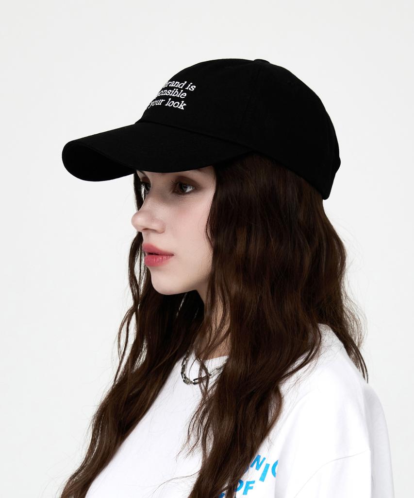 ULUK Slogan Embroidered Cotton Ball Cap_Black
