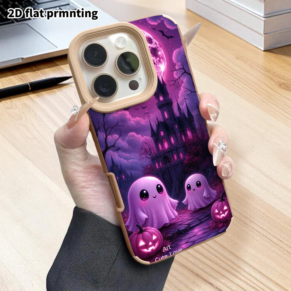 Phone case: 2D flat lambskin suitable for iPhone 18 17 16 15 14 13 Pro protective cases, dark castle, Christmas and Halloween gifts