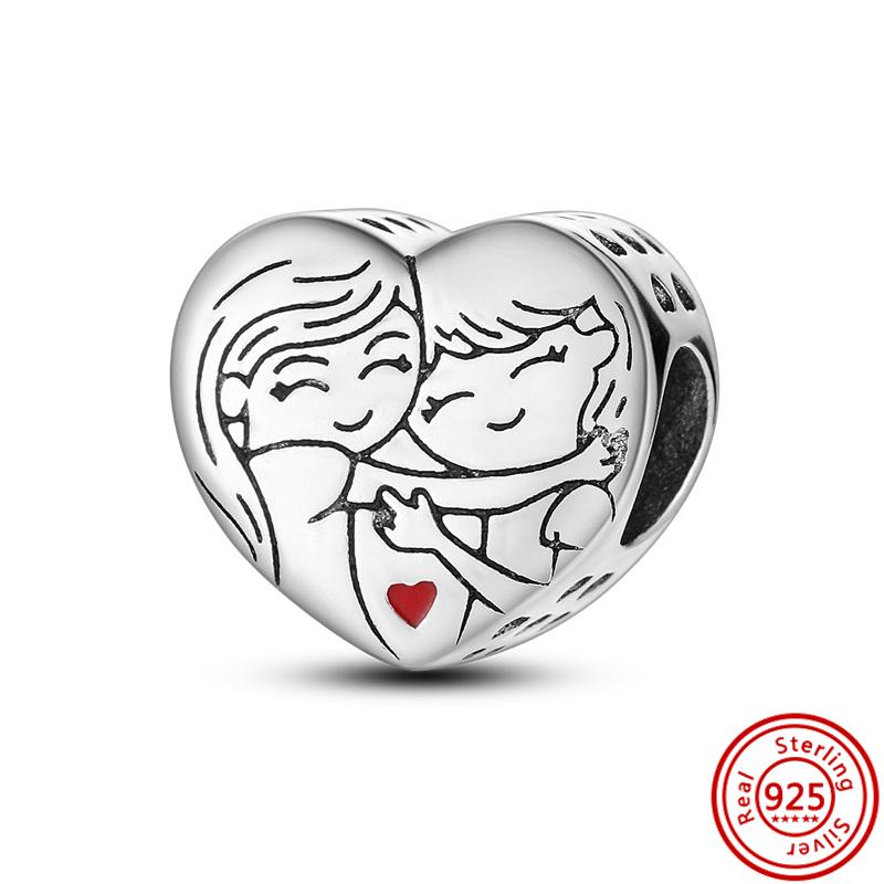Fit Original Pendant Charm Bracelet Fine Zircon 925 Sterling Copper Sweet Lovely Happy Boy Girl Love Pink Heart Robot DIY Beads