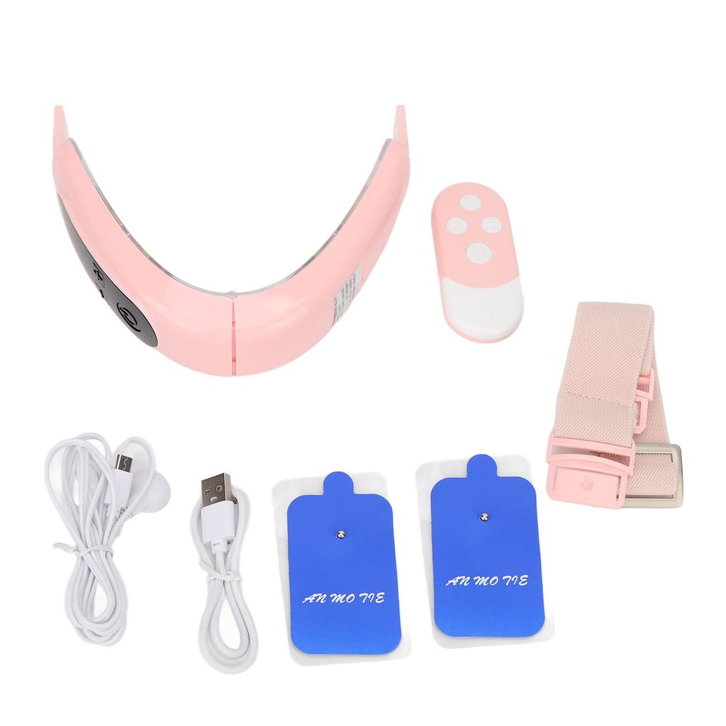 V Face Firming Belt Remote Control Repair Skin Microcurrent Reduce Wrinkles Pore 12 Gears Pink Face