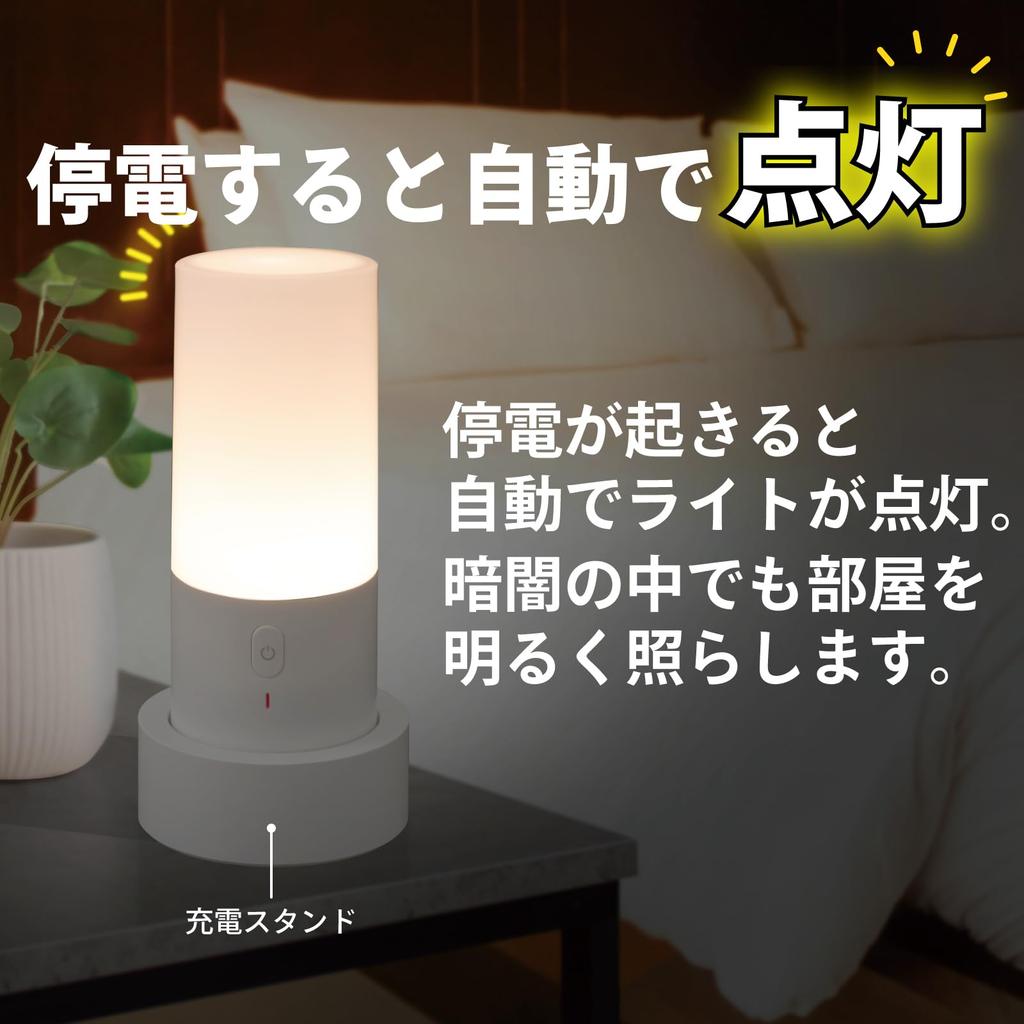 TOPLAND TSL1-WT Desk Lamp [Automatically Turns On During Power Outages] DeskRoom Light, Compact, Stylish Bedside Lamp, Rechargeable USB, Dimmable and