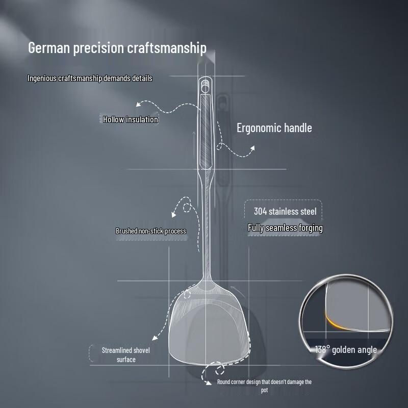 COOKER KING 304 Stainless Steel Wok Spatula and Soup Ladle Set