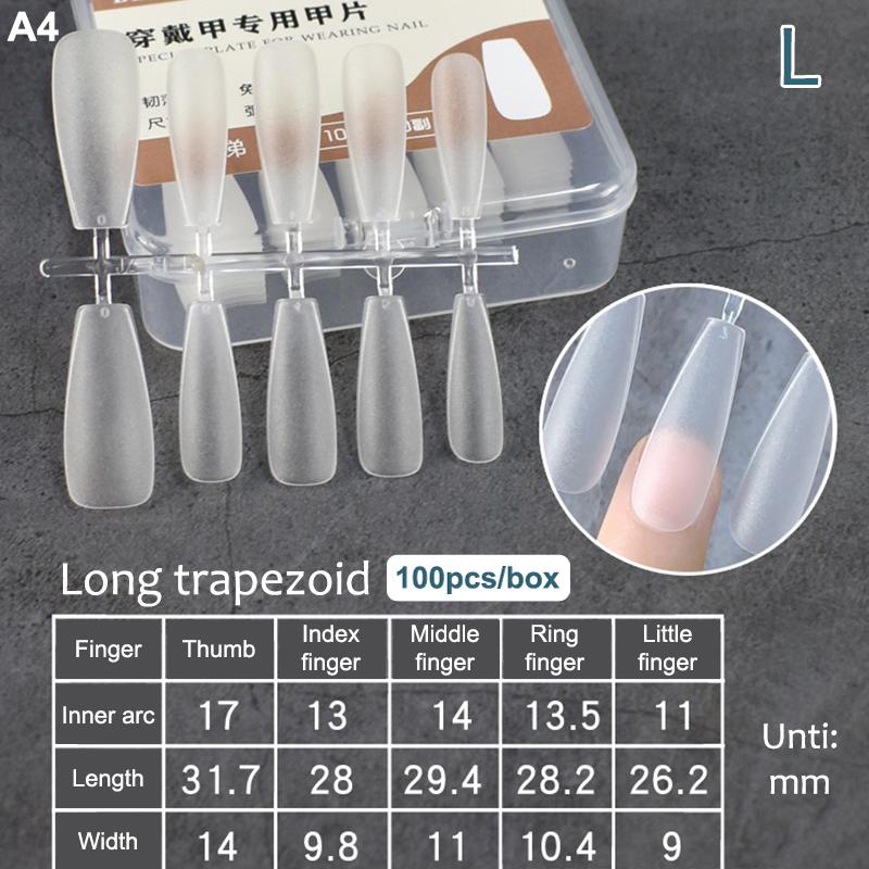 100Pcs/Box Fake Nail Tips Full Cover Coffin Press On Nail Extension Clear Soft Gel Tips False Nail Design Manicure Tools