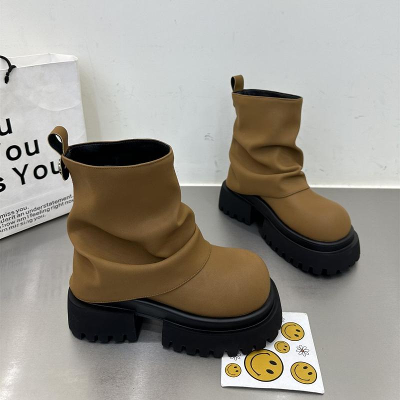 New Style Work Boots for Spring and Autumn Non-slip Wear-resistant Women Short Boots Thick-soled Zippered Mid-tube Women's Boots