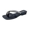 Fashion Pearl Flip Flops for Women Beaded Women Flats Clip Toe Slippers 2024 Summer New Square Toe Slides Cozy Zapatos De Mujer