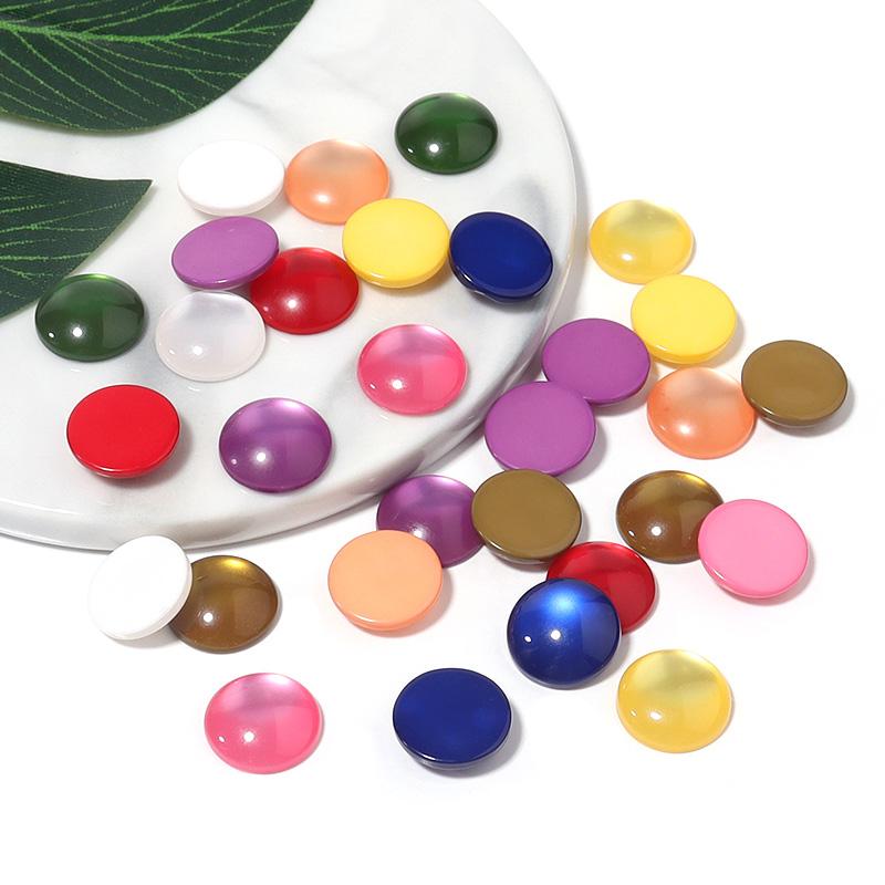50Pcs Imitation Cat Eye Cabochon Resin Beads Round Flatback Cameo Bead for Jewelry Handmade Making DIY Ring Charms Components