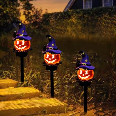 Luces Solares de Calabaza para Camino de 45 cm Lámpara de Calabaza de Halloween Luz para Porche Delantero Lámpara de Calabaza Brillante de Halloween Estaca Decoración de Jardín