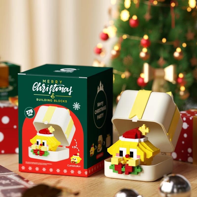 Non-Toxic 33 Style Cartoon Santa Claus Snowman Wishing Tree Apple Candy House Building Blocks City Compatible Diy Toys Children'S Gifts